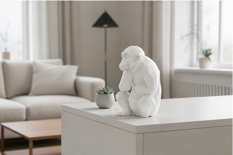 Geometrisk abe figur i mat hvid