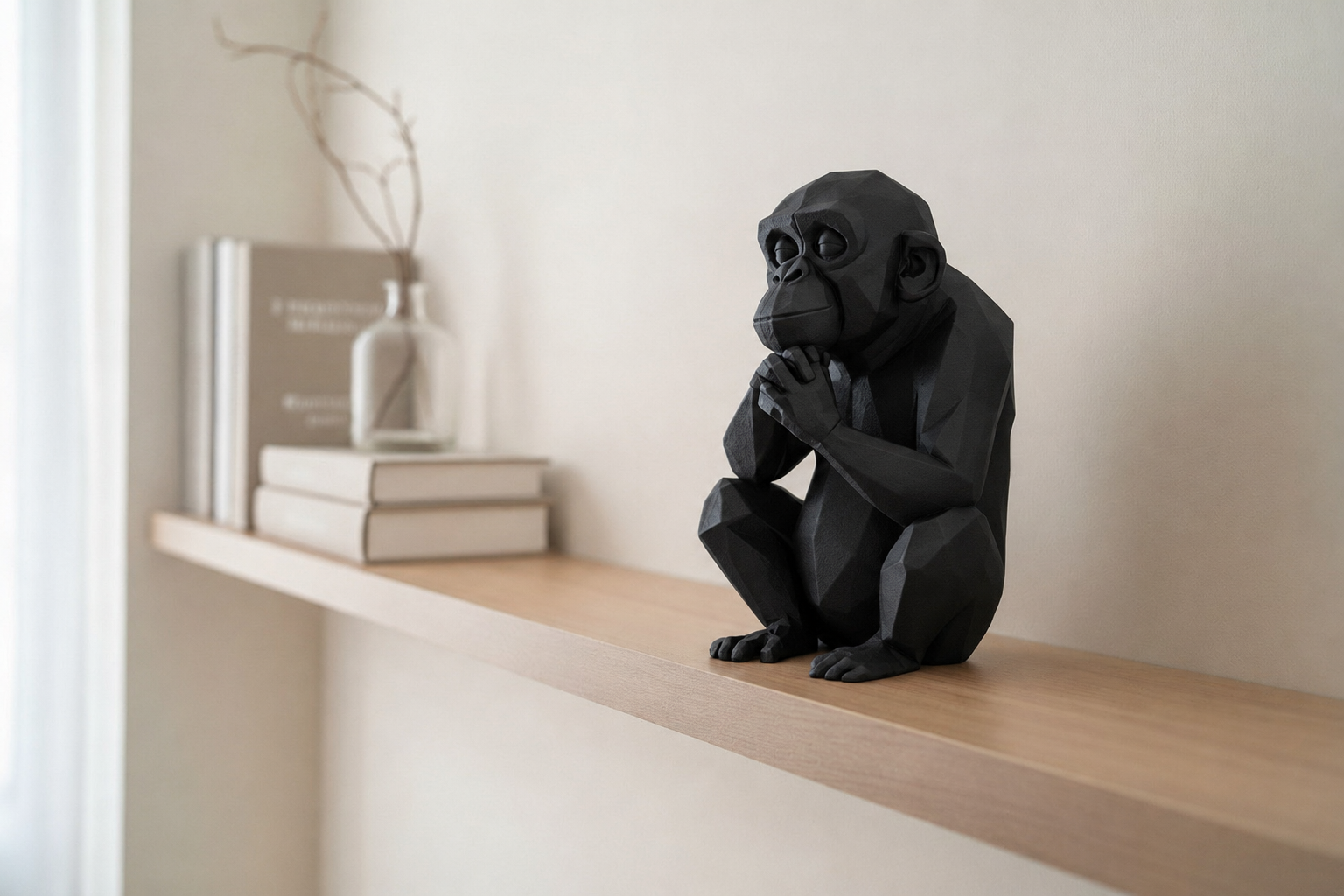 Geometrisk abe figur i mat sort