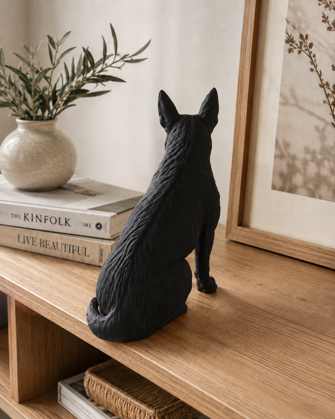 Engelsk bullterrier figur i mat sort – bagfra