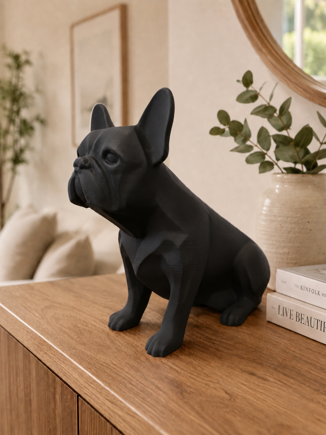 Frenchie hundefigur i mat sort