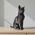 Geometrisk kattefigur i mat sort – 20,2 cm