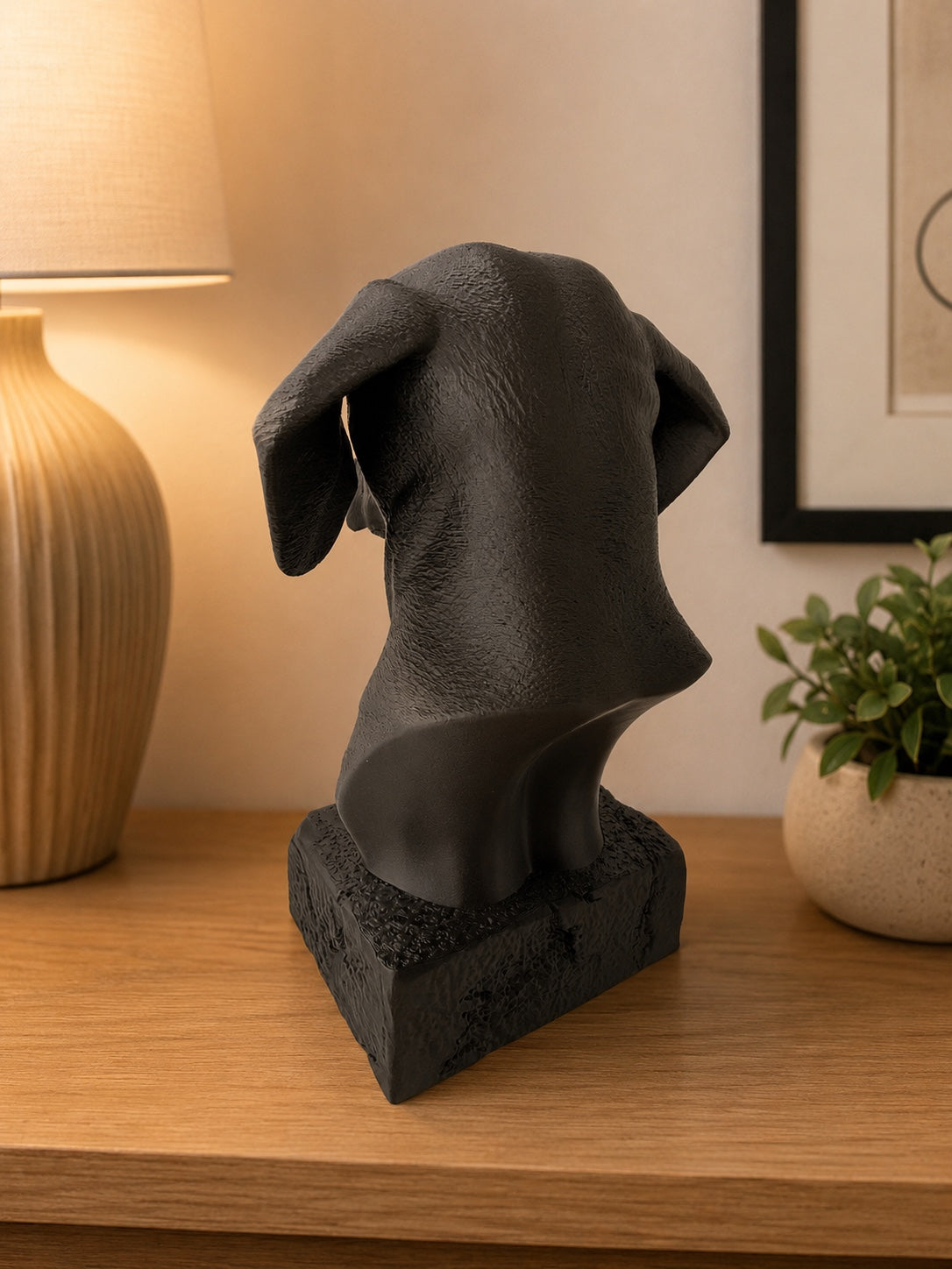 Sort gravhund buste set bagfra