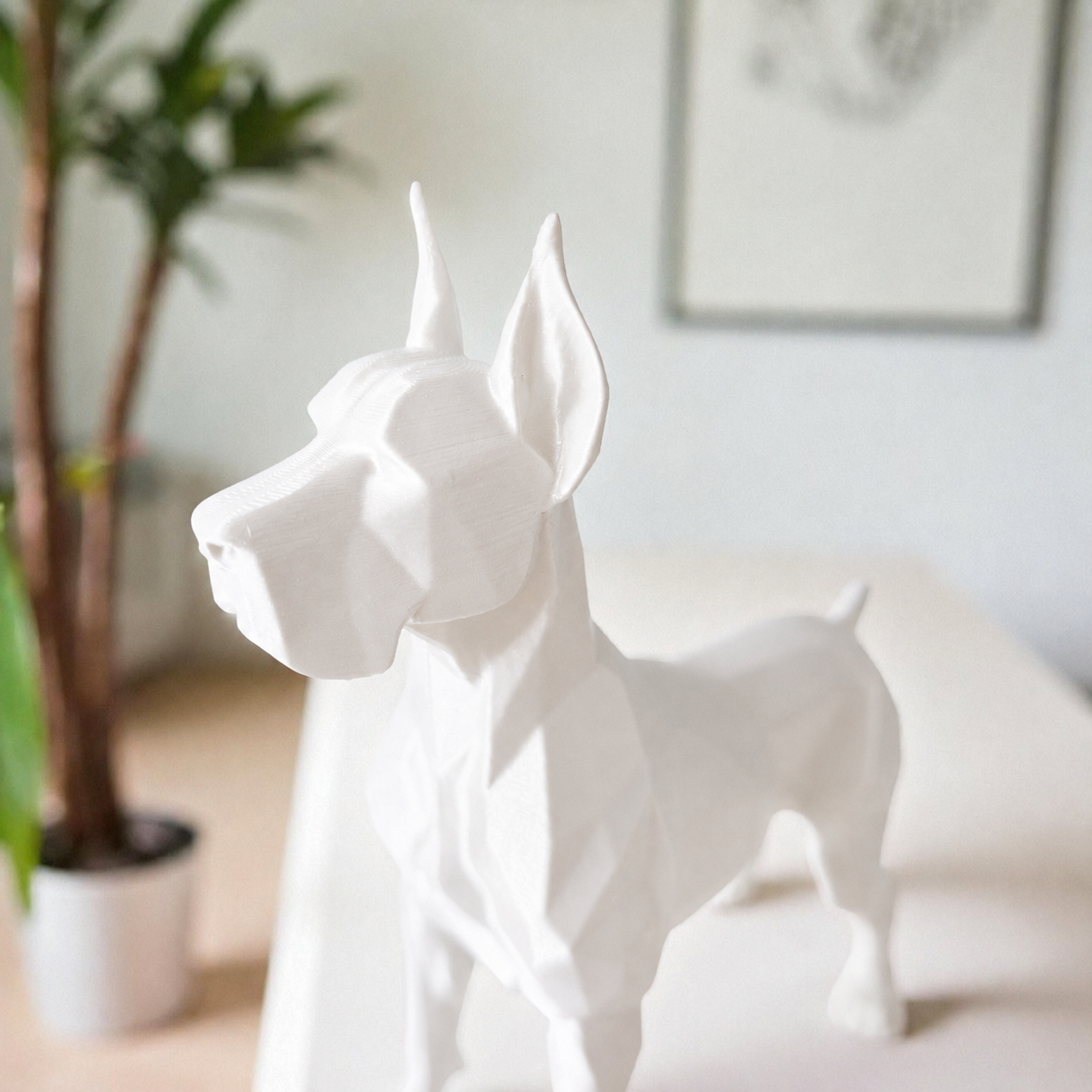 Mat hvid Great Dane hundefigur nærbillede