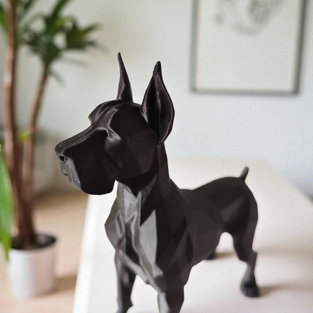 Mat sort Great Dane hundefigur nærbillede