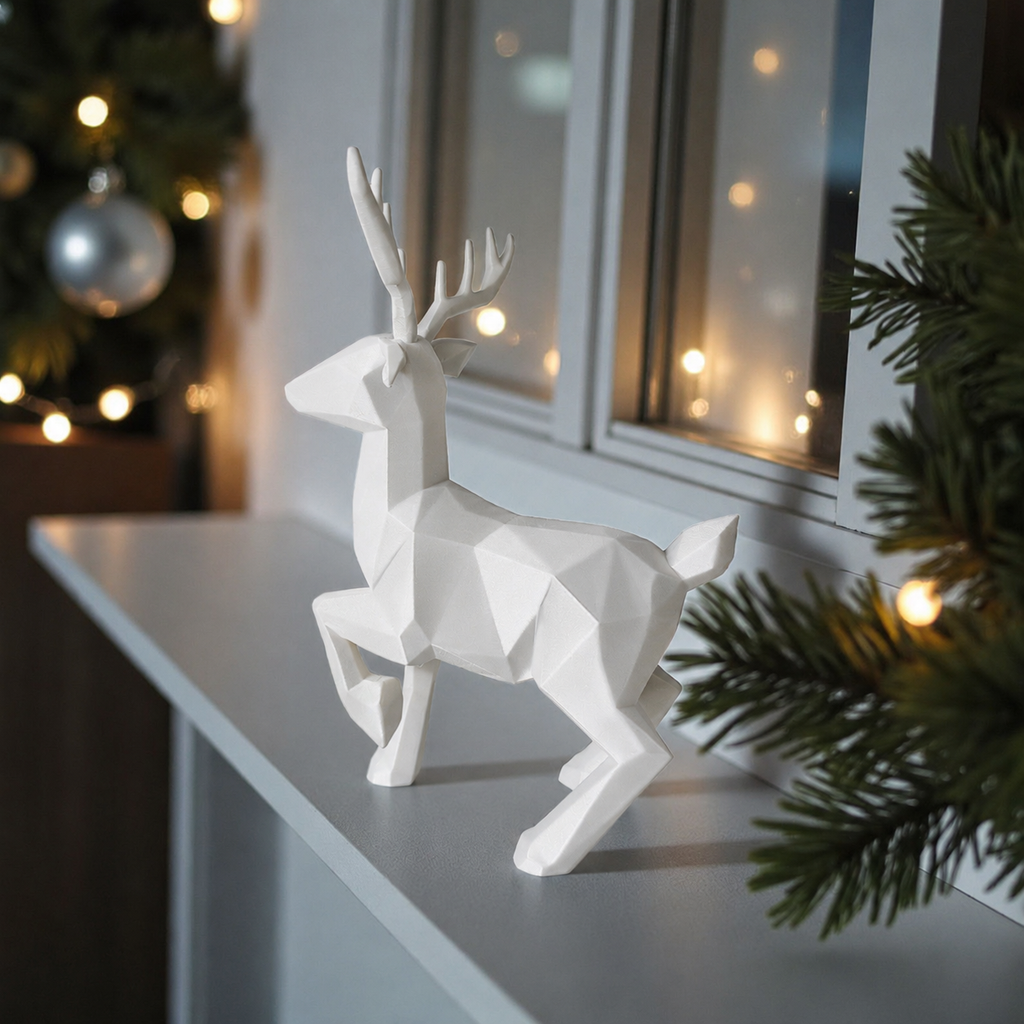 Geometrisk hjort figur i mat hvid