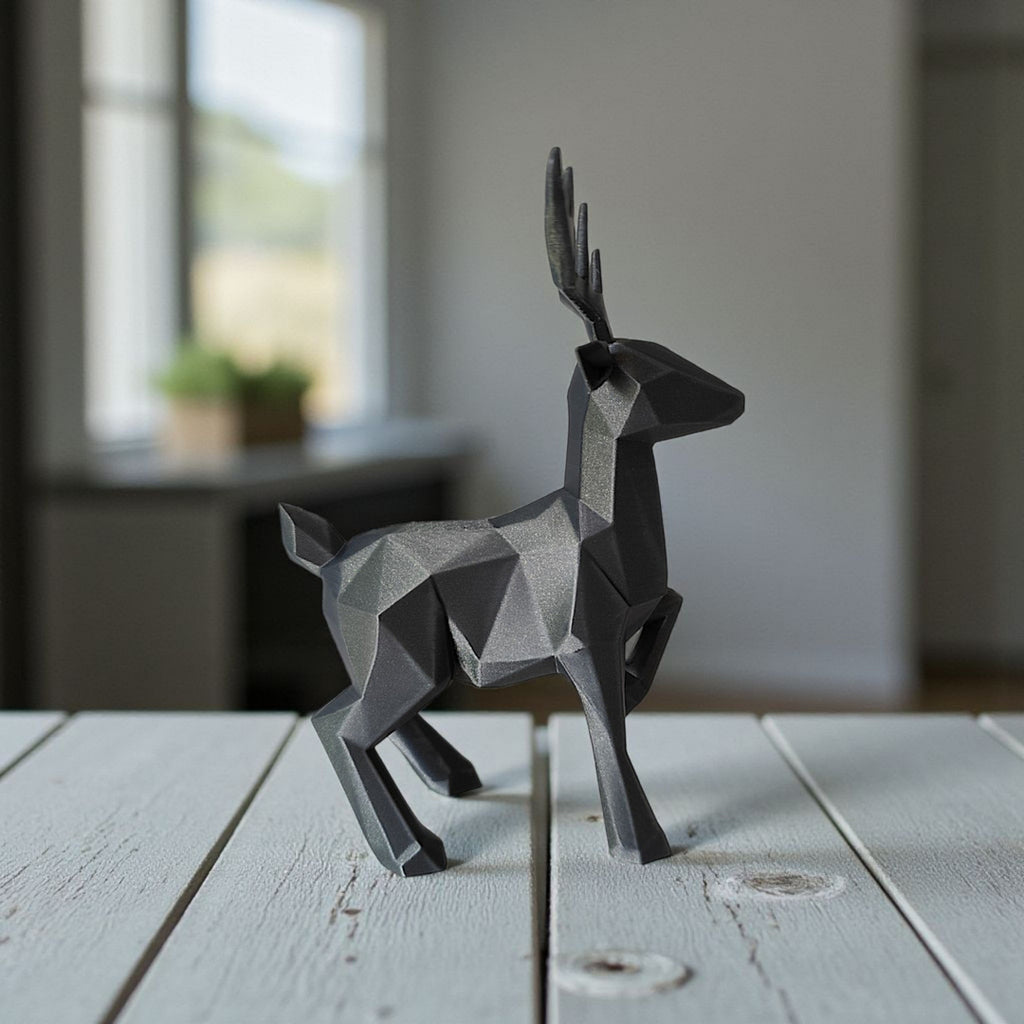 Geometrisk hjort figur i mat sort