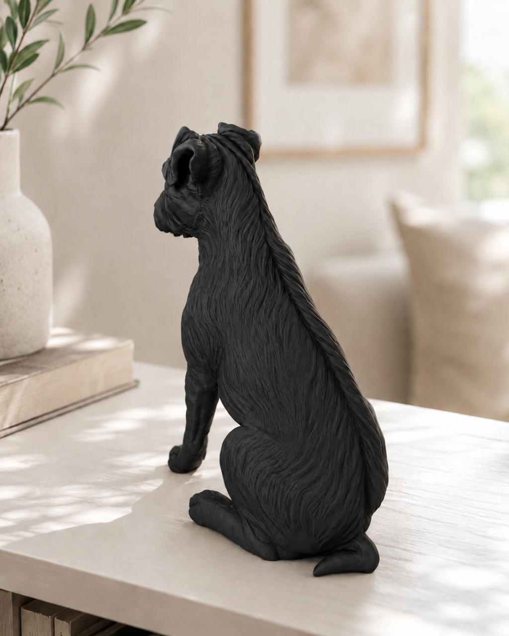 Mat sort Jack Russell hundefigur bagfra - 12 cm