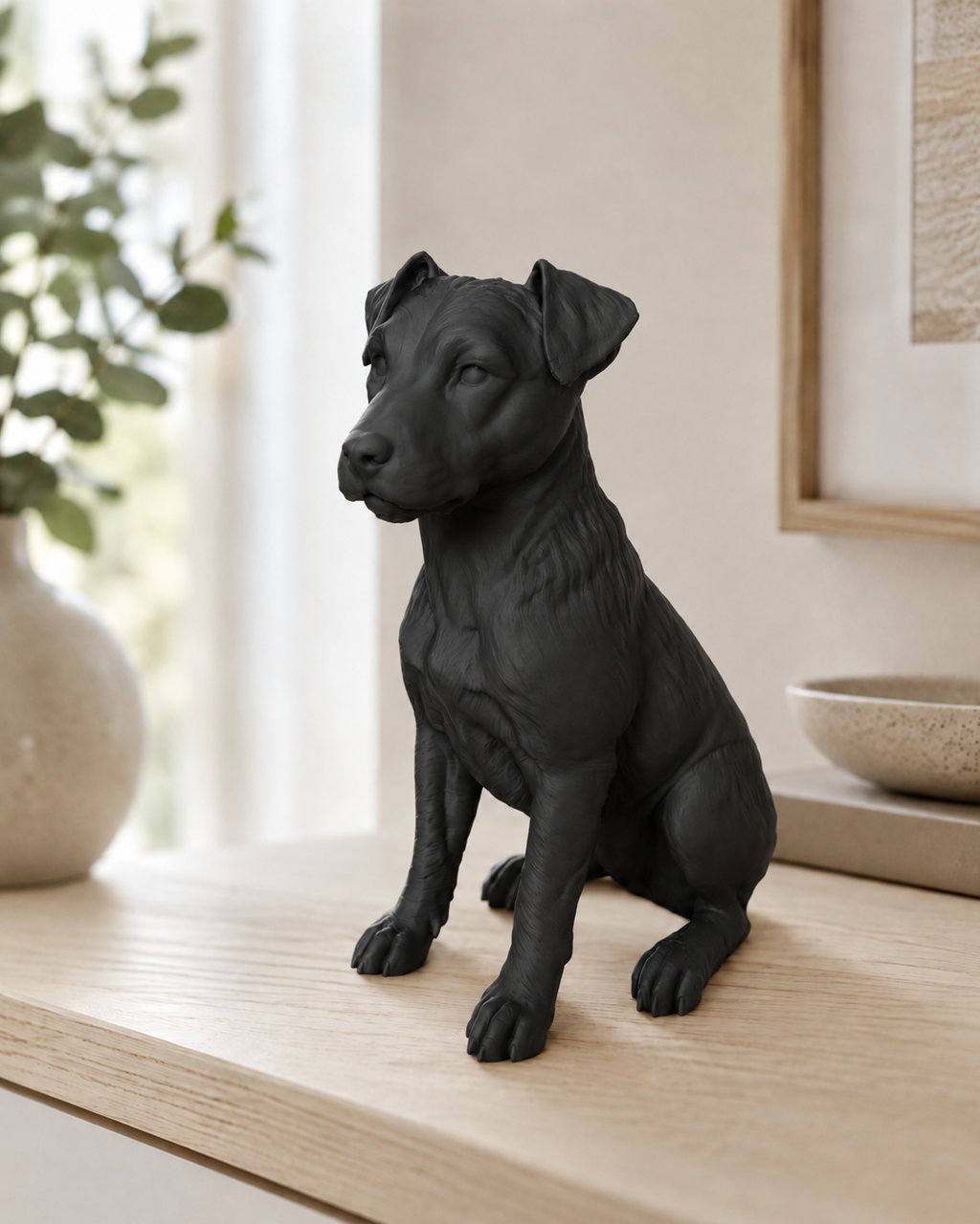 Mat sort Jack Russell hundefigur - 12 cm