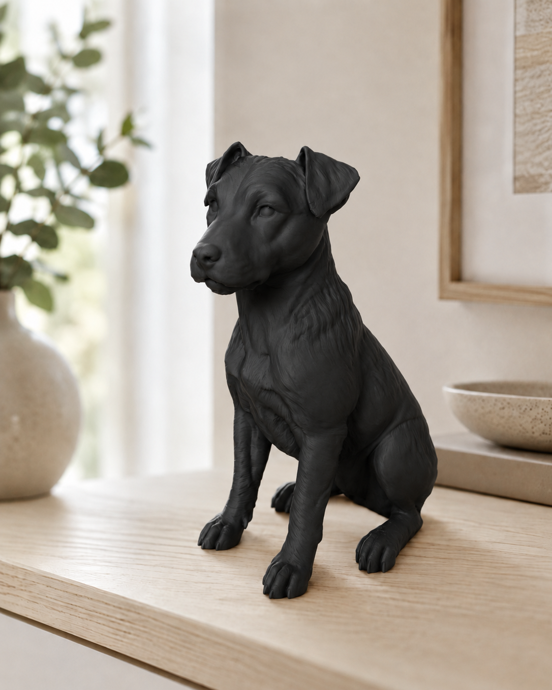 Mat sort Jack Russell hundefigur - 12 cm