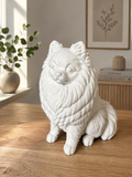 Hvid Pomeranian hundefigur - 12 cm