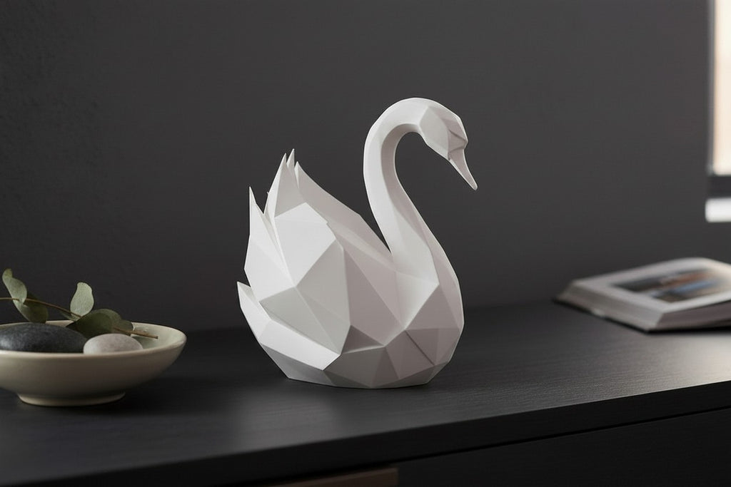 Geometrisk svane figur i hvid