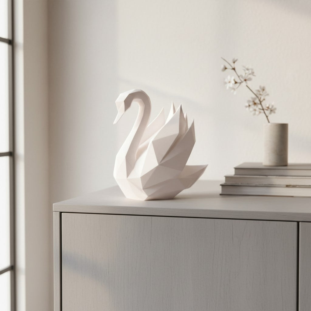 Geometrisk svane figur i hvid