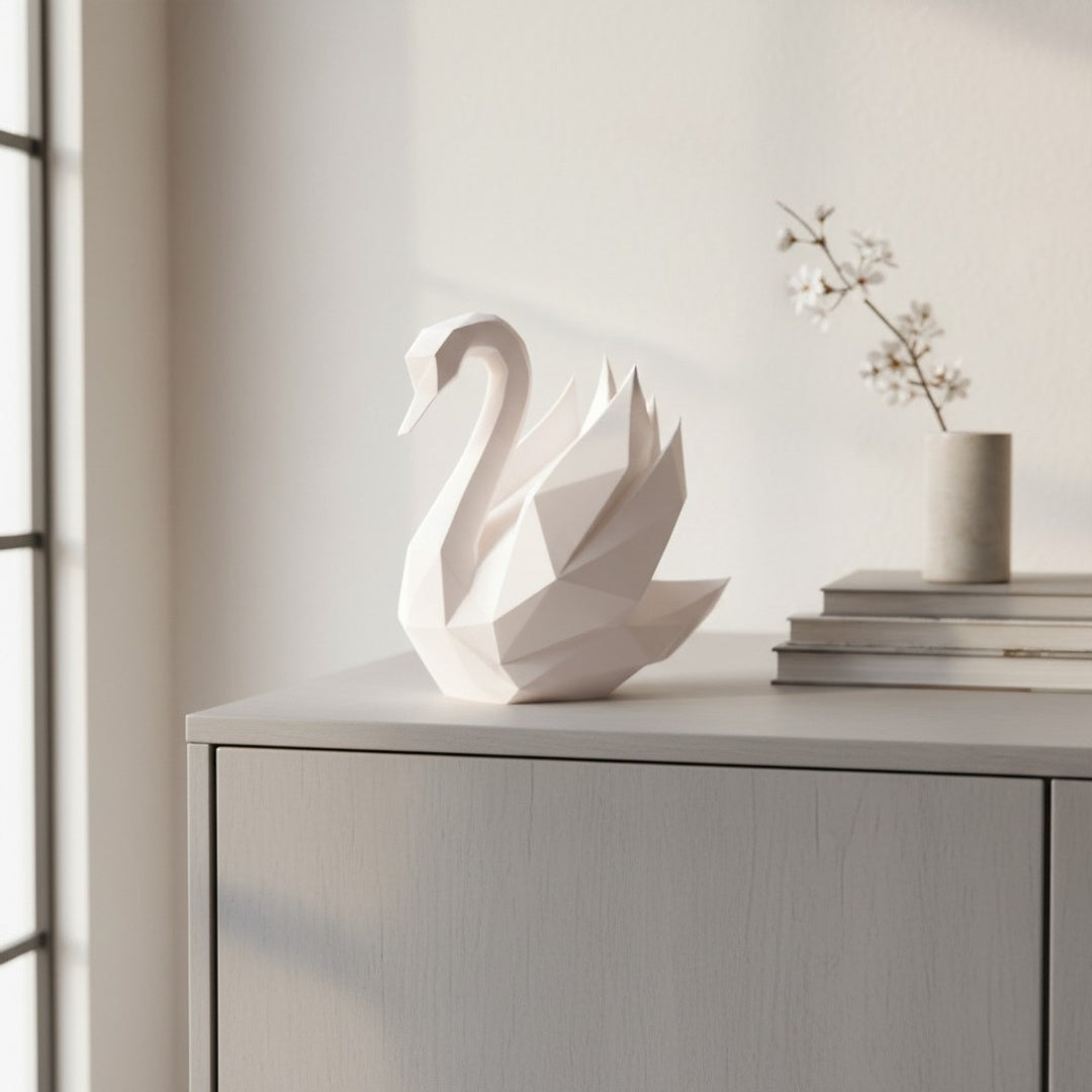 Geometrisk svane figur i hvid
