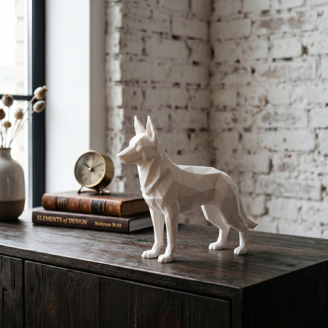Tysk schæfer hundefigur i hvid