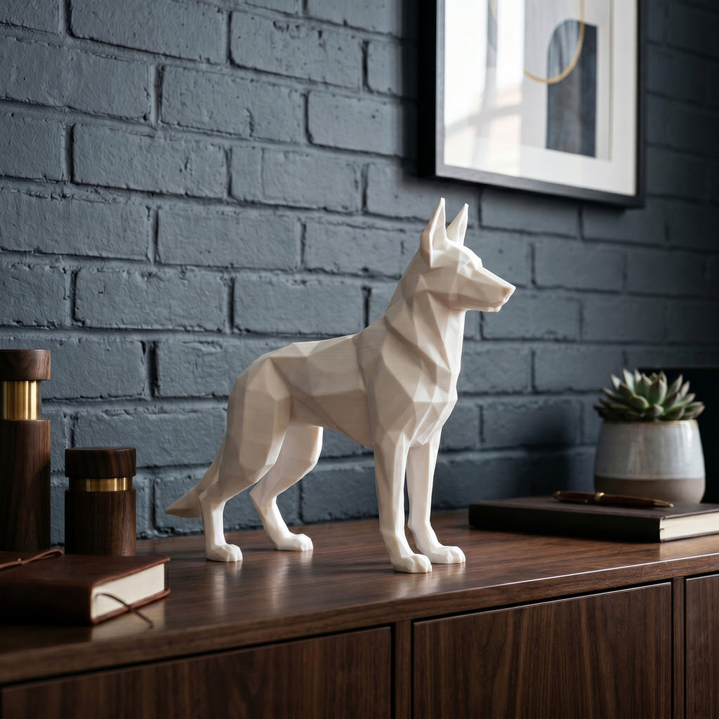 Tysk schæfer hundefigur i hvid