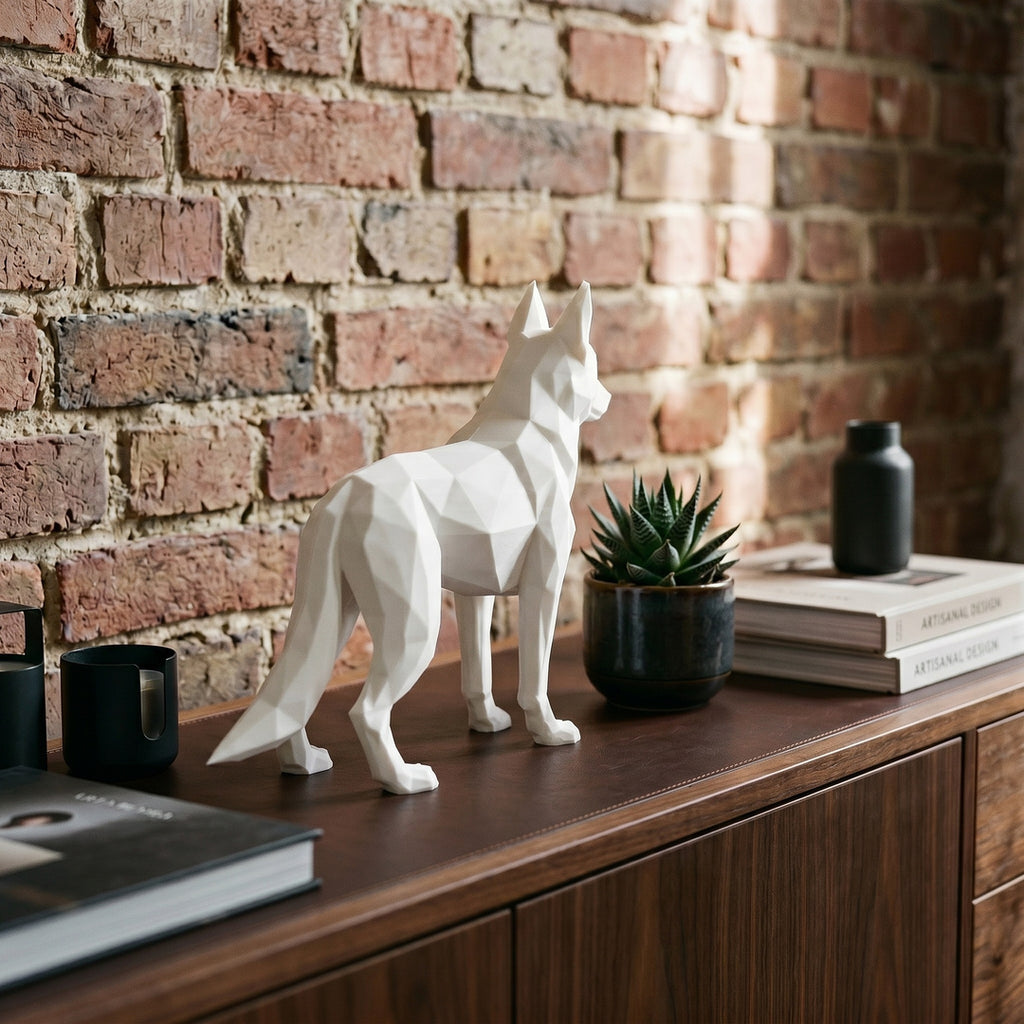 Tysk schæfer hundefigur i hvid