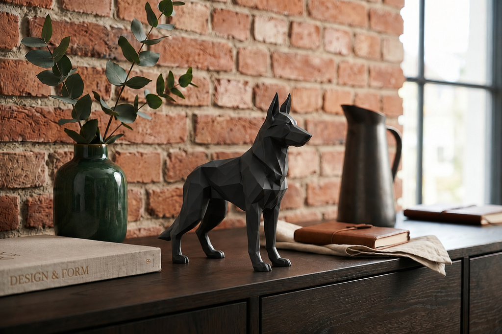Tysk schæfer hundefigur i mat sort