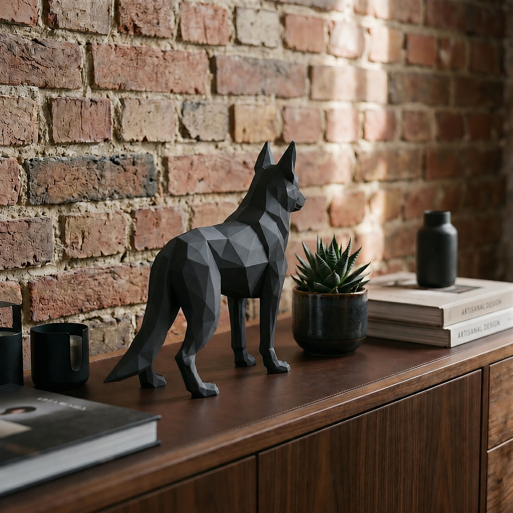 Tysk schæfer hundefigur i mat sort