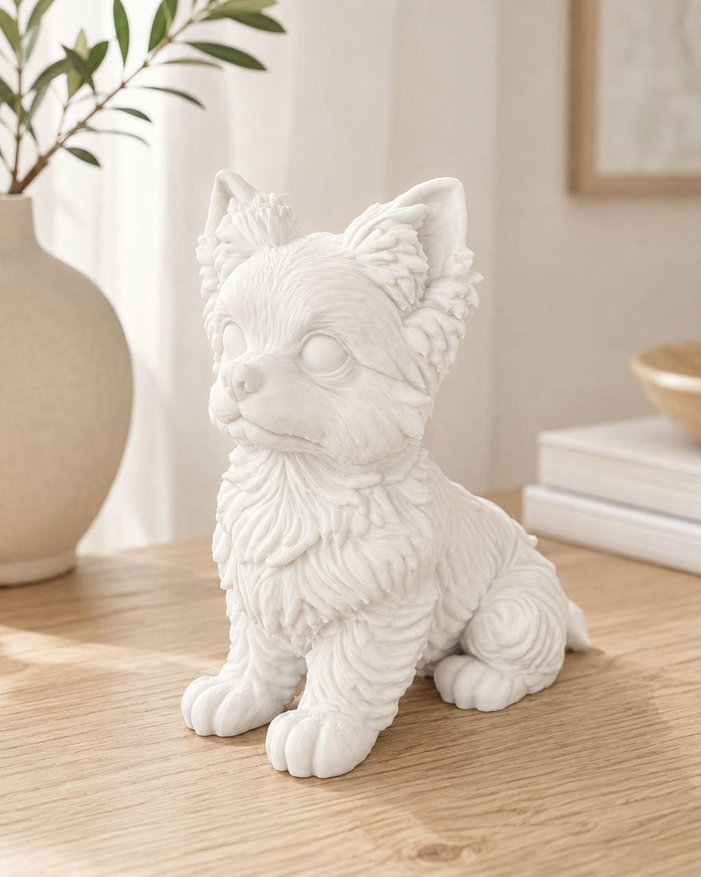 Hvid Yorkshire hundefigur - 10 cm
