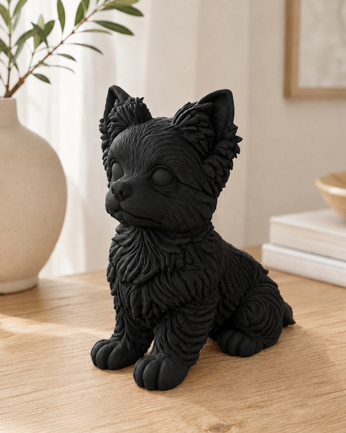 Mat sort Yorkshire hundefigur - 10 cm